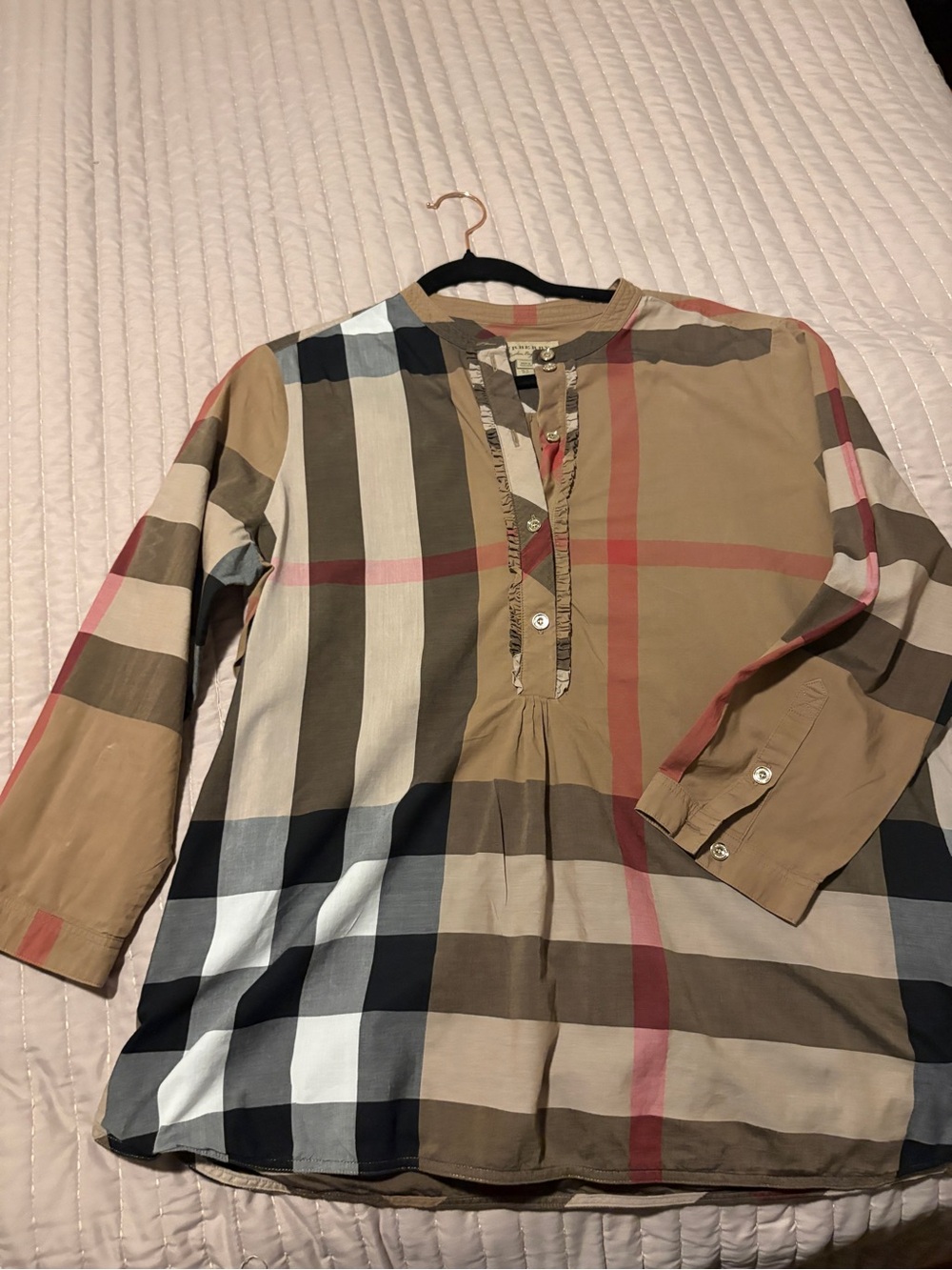 Burberry Plaid Tunic Shirt - Tan, Black, White, Red for women